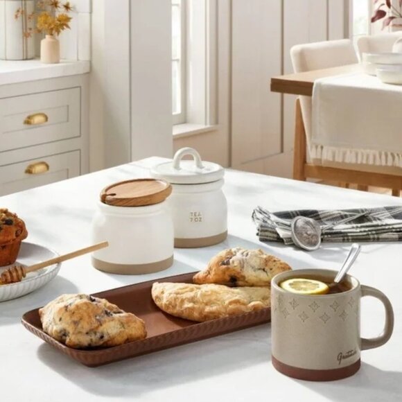 HEARTH & HAND Magnolia 7 oz Stoneware Crock Tea Canister Cream - Picture 4 of 4